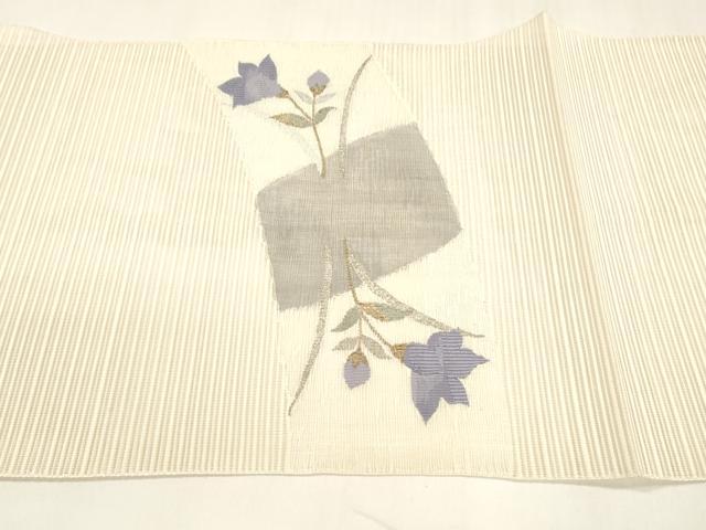 平和屋着物＊夏物 絽綴れ 八寸名古屋帯 草花文 金銀糸 正絹 逸品 DABA0079cm