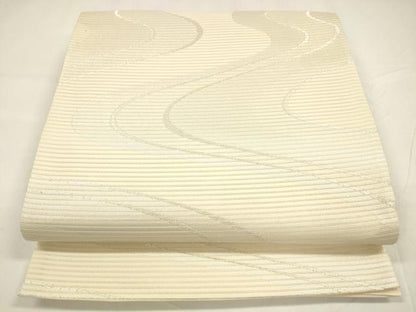 平和屋着物＊夏物 六通柄袋帯 流水文 銀糸 正絹 逸品 DABA0080cm