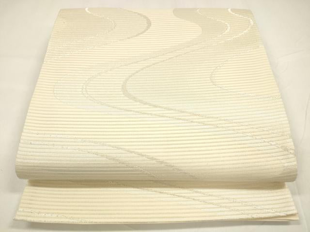平和屋着物＊夏物 六通柄袋帯 流水文 銀糸 正絹 逸品 DABA0080cm