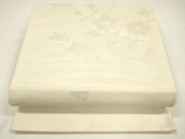 平和屋着物＊夏物 六通柄袋帯 草花文 銀糸 正絹 逸品 DABA0081cm