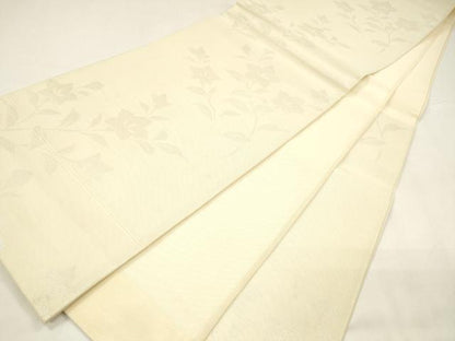 平和屋着物＊夏物 六通柄袋帯 草花文 銀糸 正絹 逸品 DABA0081cm