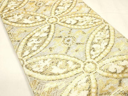 平和屋着物＊夏物 太鼓柄袋帯 七宝花文 金銀糸 正絹 逸品 DABA0082cm