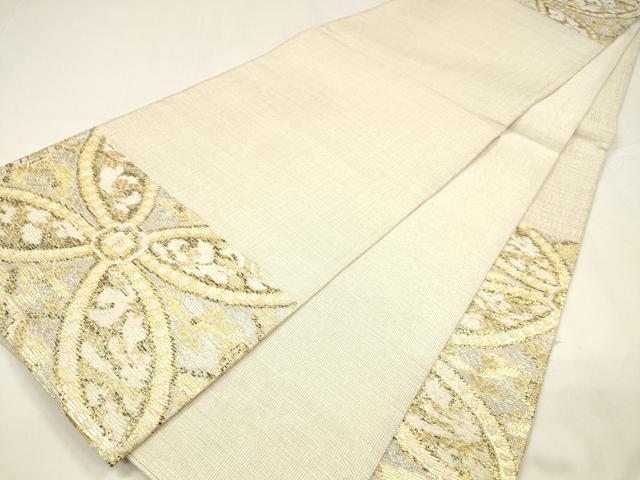 平和屋着物＊夏物 太鼓柄袋帯 七宝花文 金銀糸 正絹 逸品 DABA0082cm