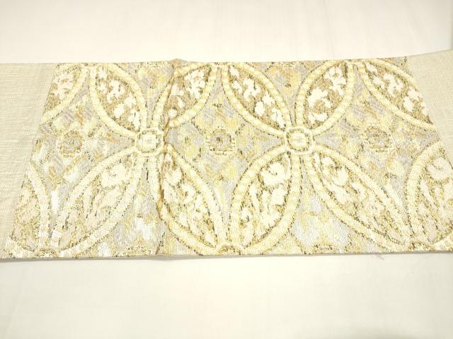 平和屋着物＊夏物 太鼓柄袋帯 七宝花文 金銀糸 正絹 逸品 DABA0082cm