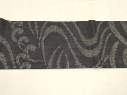 平和屋着物＊夏物 つけ帯 流水文 黒地 正絹 逸品 DABA0088cm