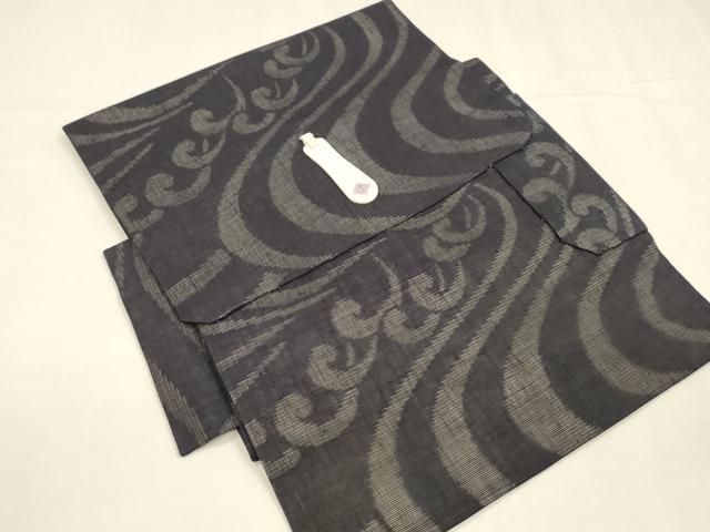 平和屋着物＊夏物 つけ帯 流水文 黒地 正絹 逸品 DABA0088cm