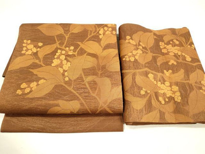 平和屋着物＊夏物 つけ帯 枝花文 正絹 逸品 DABA0090cm