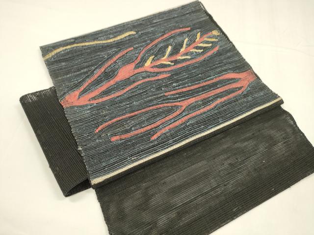 平和屋着物＊夏物 つけ帯 抽象文様 黒地 正絹 逸品 DABA0091cm
