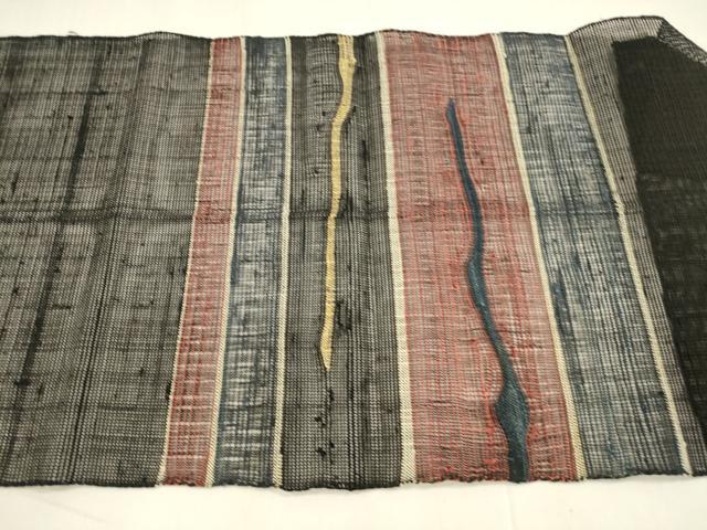 平和屋着物＊夏物 つけ帯 抽象文様 黒地 正絹 逸品 DABA0091cm