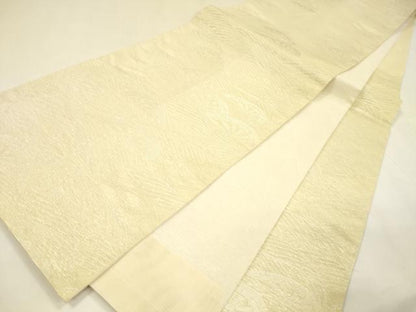 平和屋着物＊夏物 六通柄袋帯 流水片輪車文 銀糸 正絹 逸品 DABA0095cm