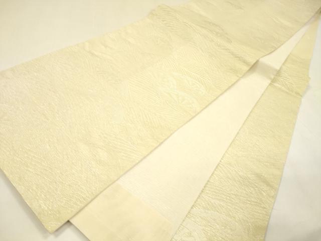 平和屋着物＊夏物 六通柄袋帯 流水片輪車文 銀糸 正絹 逸品 DABA0095cm
