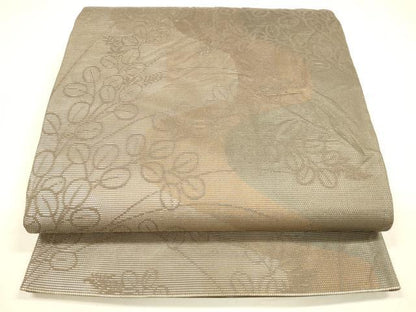 平和屋着物＊夏物 六通柄袋帯 草葉文 金銀糸 引箔 正絹 逸品 DABA0096cm