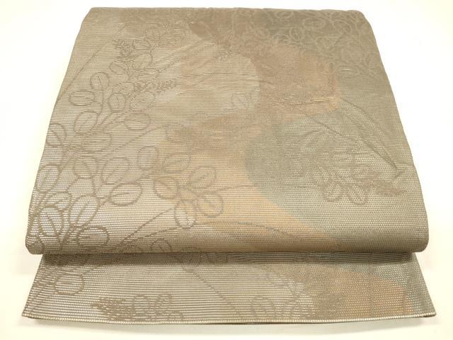 平和屋着物＊夏物 六通柄袋帯 草葉文 金銀糸 引箔 正絹 逸品 DABA0096cm