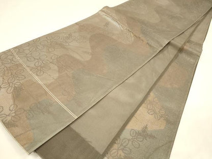 平和屋着物＊夏物 六通柄袋帯 草葉文 金銀糸 引箔 正絹 逸品 DABA0096cm