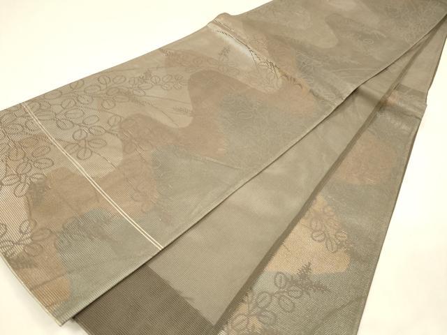 平和屋着物＊夏物 六通柄袋帯 草葉文 金銀糸 引箔 正絹 逸品 DABA0096cm