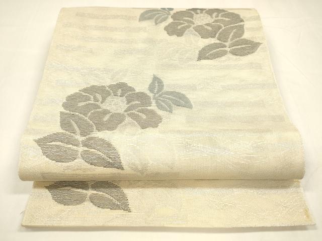平和屋着物＊夏物 全通柄 本袋帯 草花文 銀糸 正絹 逸品 DABA0097cm