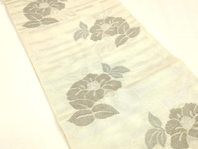 平和屋着物＊夏物 全通柄 本袋帯 草花文 銀糸 正絹 逸品 DABA0097cm