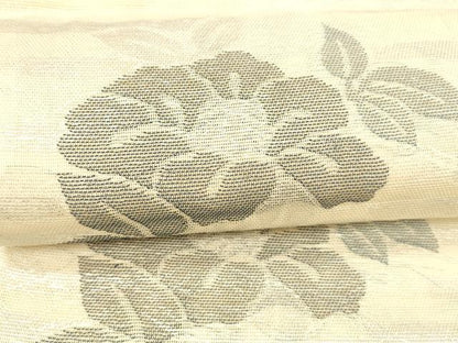 平和屋着物＊夏物 全通柄 本袋帯 草花文 銀糸 正絹 逸品 DABA0097cm