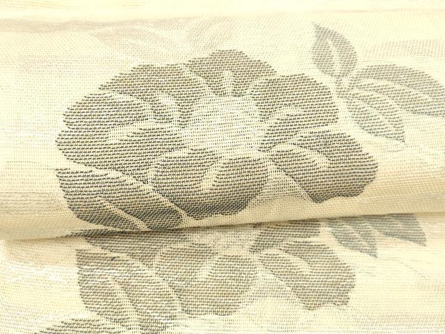 平和屋着物＊夏物 全通柄 本袋帯 草花文 銀糸 正絹 逸品 DABA0097cm