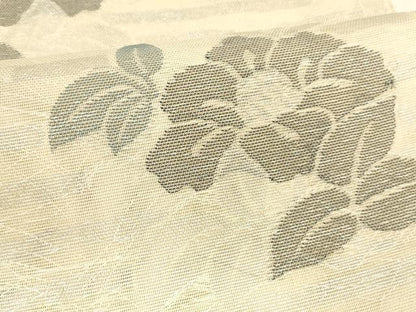 平和屋着物＊夏物 全通柄 本袋帯 草花文 銀糸 正絹 逸品 DABA0097cm
