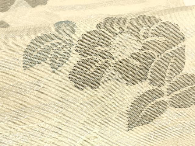 平和屋着物＊夏物 全通柄 本袋帯 草花文 銀糸 正絹 逸品 DABA0097cm