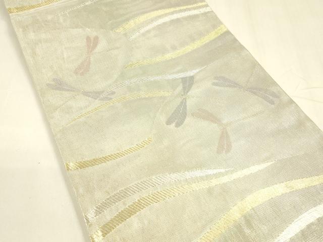 平和屋着物＊夏物　六通柄袋帯　蜻蛉文　金銀糸　引箔　正絹　逸品　DABA0100cm 平和屋着物＊夏物 六通柄袋帯 蜻蛉文 金銀糸 引箔 正絹 逸品