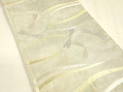 平和屋着物＊夏物 六通柄袋帯 蜻蛉文 金銀糸 引箔 正絹 逸品 DABA0100cm