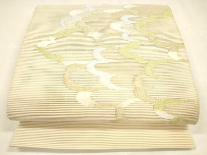 平和屋着物＊夏物 絽綴れ 太鼓柄袋帯 抽象文様 銀糸 正絹 逸品 DABA0102cm