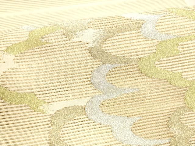 平和屋着物＊夏物 絽綴れ 太鼓柄袋帯 抽象文様 銀糸 正絹 逸品 DABA0102cm