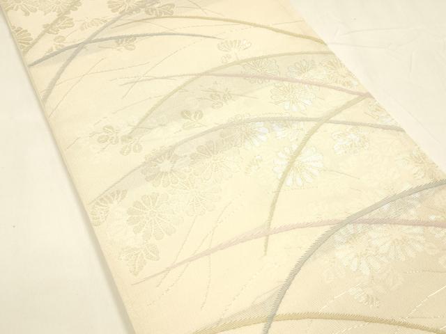 平和屋着物＊夏物 六通柄袋帯 草花文 金糸 正絹 逸品 DABA0104cm
