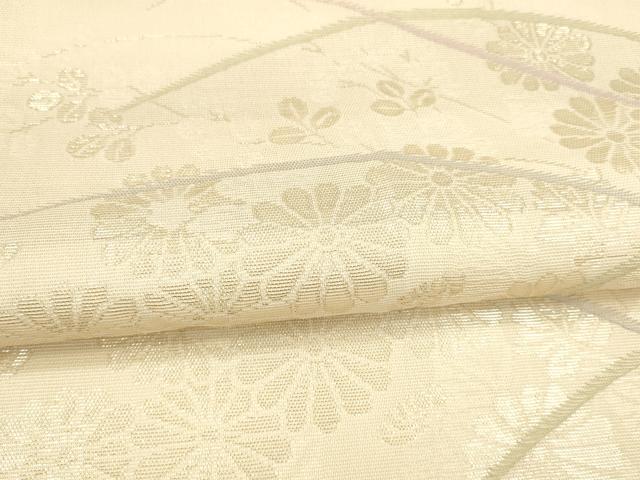 平和屋着物＊夏物 六通柄袋帯 草花文 金糸 正絹 逸品 DABA0104cm