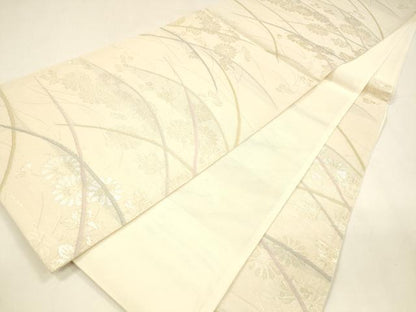 平和屋着物＊夏物 六通柄袋帯 草花文 金糸 正絹 逸品 DABA0104cm