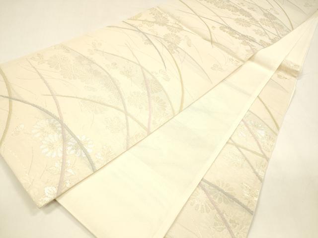 平和屋着物＊夏物 六通柄袋帯 草花文 金糸 正絹 逸品 DABA0104cm