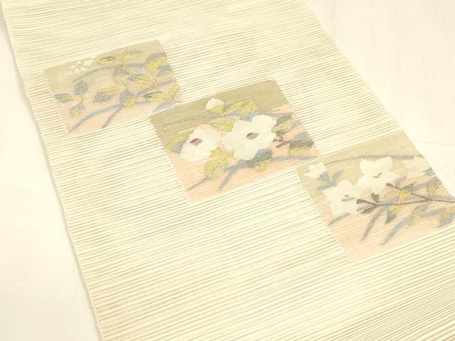 平和屋着物＊夏物 絽綴れ つけ帯 草花文 金銀糸 正絹 逸品 DABA0106cm