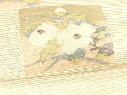 平和屋着物＊夏物 絽綴れ つけ帯 草花文 金銀糸 正絹 逸品 DABA0106cm