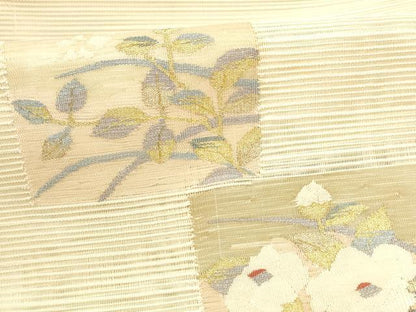 平和屋着物＊夏物 絽綴れ つけ帯 草花文 金銀糸 正絹 逸品 DABA0106cm