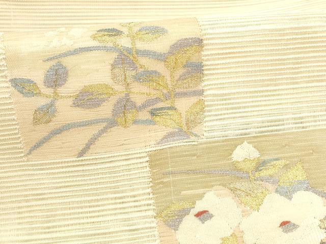 平和屋着物＊夏物 絽綴れ つけ帯 草花文 金銀糸 正絹 逸品 DABA0106cm