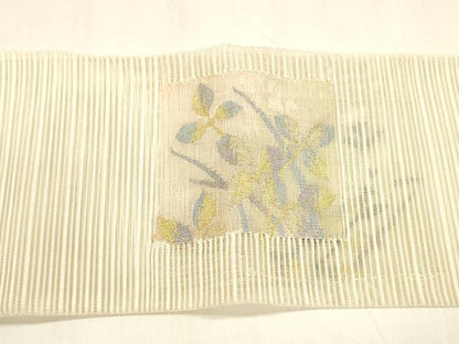 平和屋着物＊夏物 絽綴れ つけ帯 草花文 金銀糸 正絹 逸品 DABA0106cm