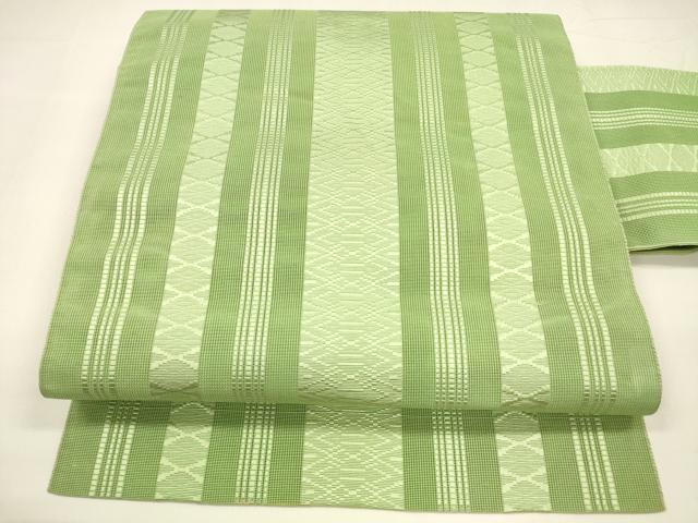 平和屋着物＊夏物 本場筑前博多織 つけ帯 紗献上 若葉色 正絹 逸品 DABA0107cm