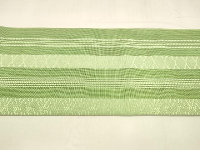 平和屋着物＊夏物 本場筑前博多織 つけ帯 紗献上 若葉色 正絹 逸品 DABA0107cm