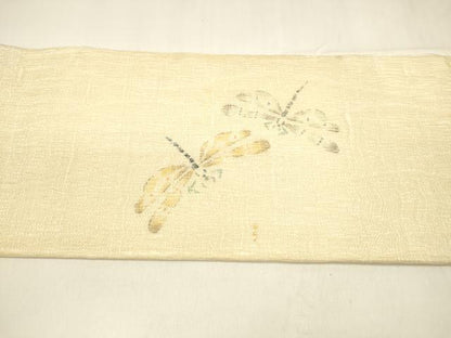 平和屋着物＊夏物 九寸名古屋帯 手描き 舞花文 蜻蛉 蟻 正絹 逸品 DABA0110cm