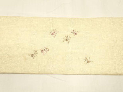 平和屋着物＊夏物 九寸名古屋帯 手描き 舞花文 蜻蛉 蟻 正絹 逸品 DABA0110cm