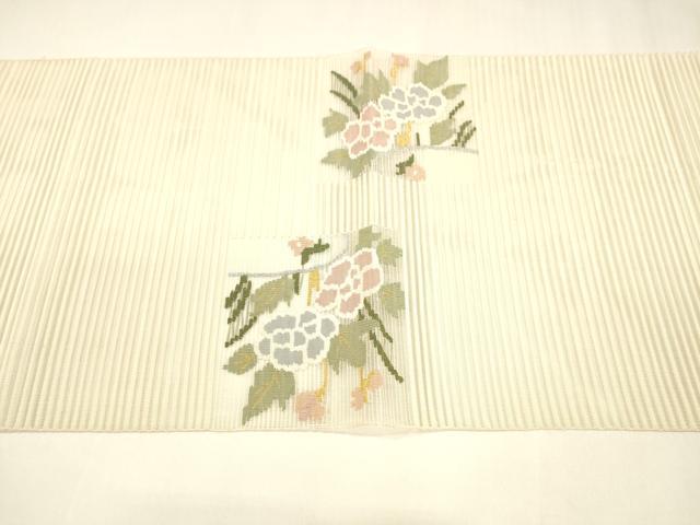 平和屋着物＊夏物 絽綴れ 八寸名古屋帯 流水草花文 金銀糸 正絹 逸品 DABA0112cm