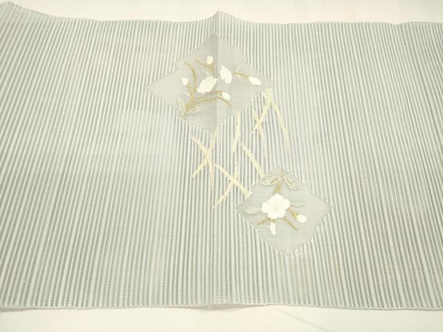 平和屋着物＊夏物 絽綴れ 八寸名古屋帯 草花文 金銀糸 正絹 逸品 DABA0113cm