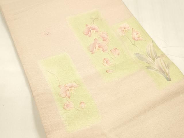平和屋着物＊夏物 太鼓柄袋帯 枝花文 正絹 逸品 DABA0115cm
