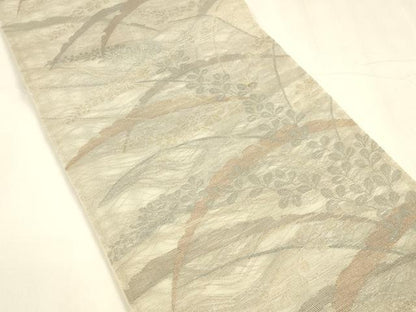 平和屋着物＊夏物 六通柄袋帯 草葉文 金銀糸 正絹 逸品 DABA0116cm