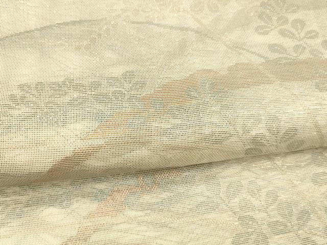 平和屋着物＊夏物 六通柄袋帯 草葉文 金銀糸 正絹 逸品 DABA0116cm