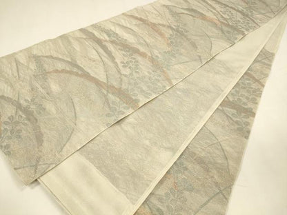 平和屋着物＊夏物 六通柄袋帯 草葉文 金銀糸 正絹 逸品 DABA0116cm