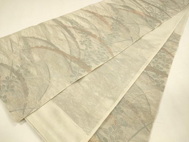 平和屋着物＊夏物 六通柄袋帯 草葉文 金銀糸 正絹 逸品 DABA0116cm