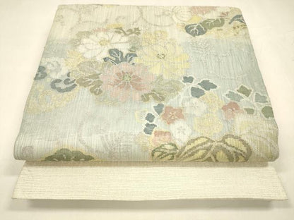 平和屋着物＊夏物 太鼓柄袋帯 草花文 金銀糸 正絹 逸品 DABA0118cm